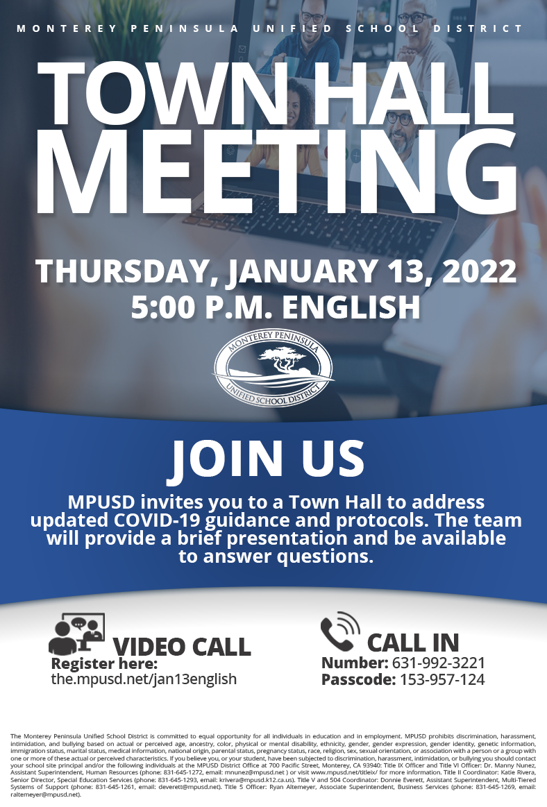 English Town Hall Flyer - January 13, 2022 at 5 p.m.